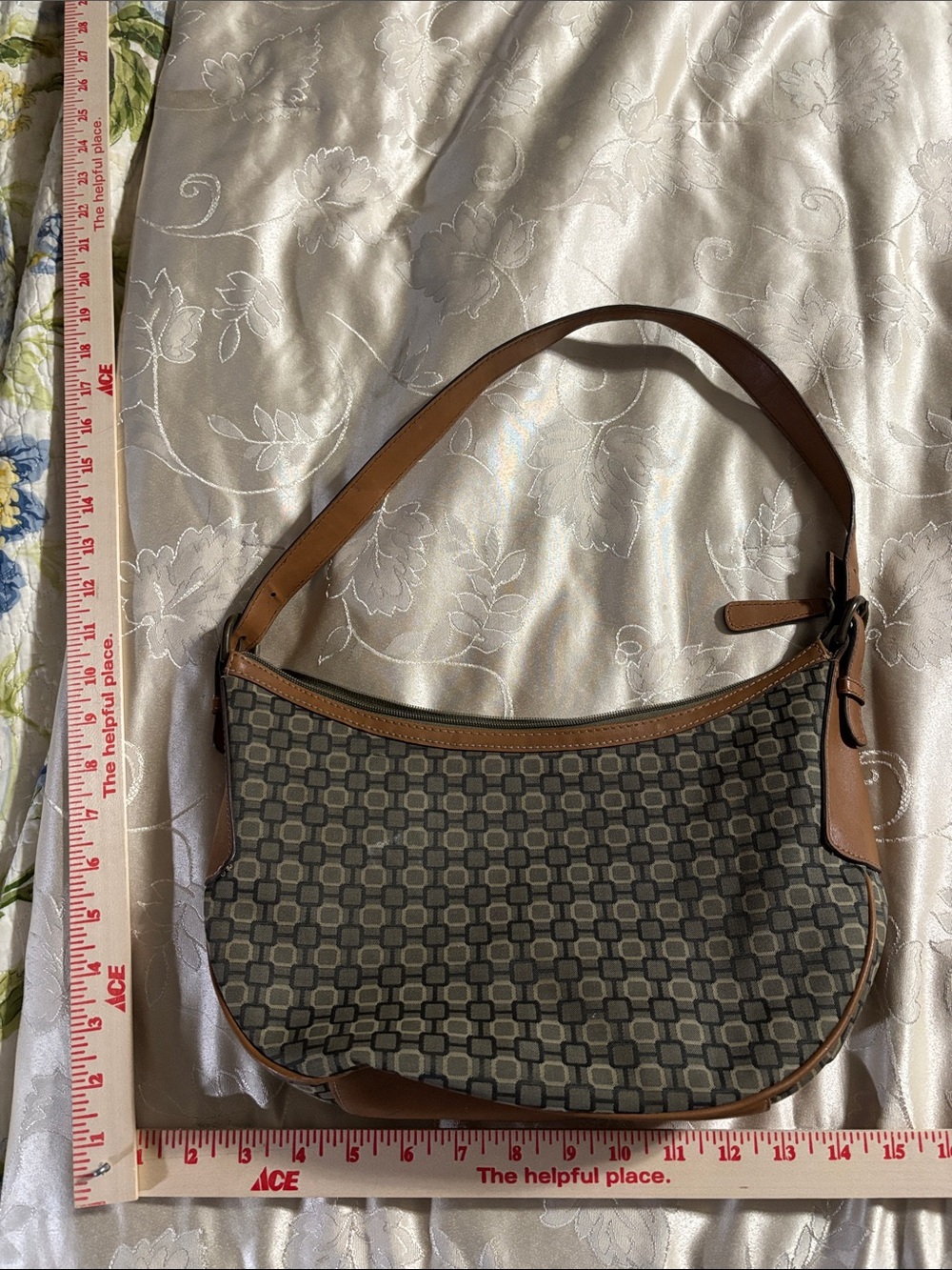 Nine West Brown Patterned Hobo Shoulder Bag